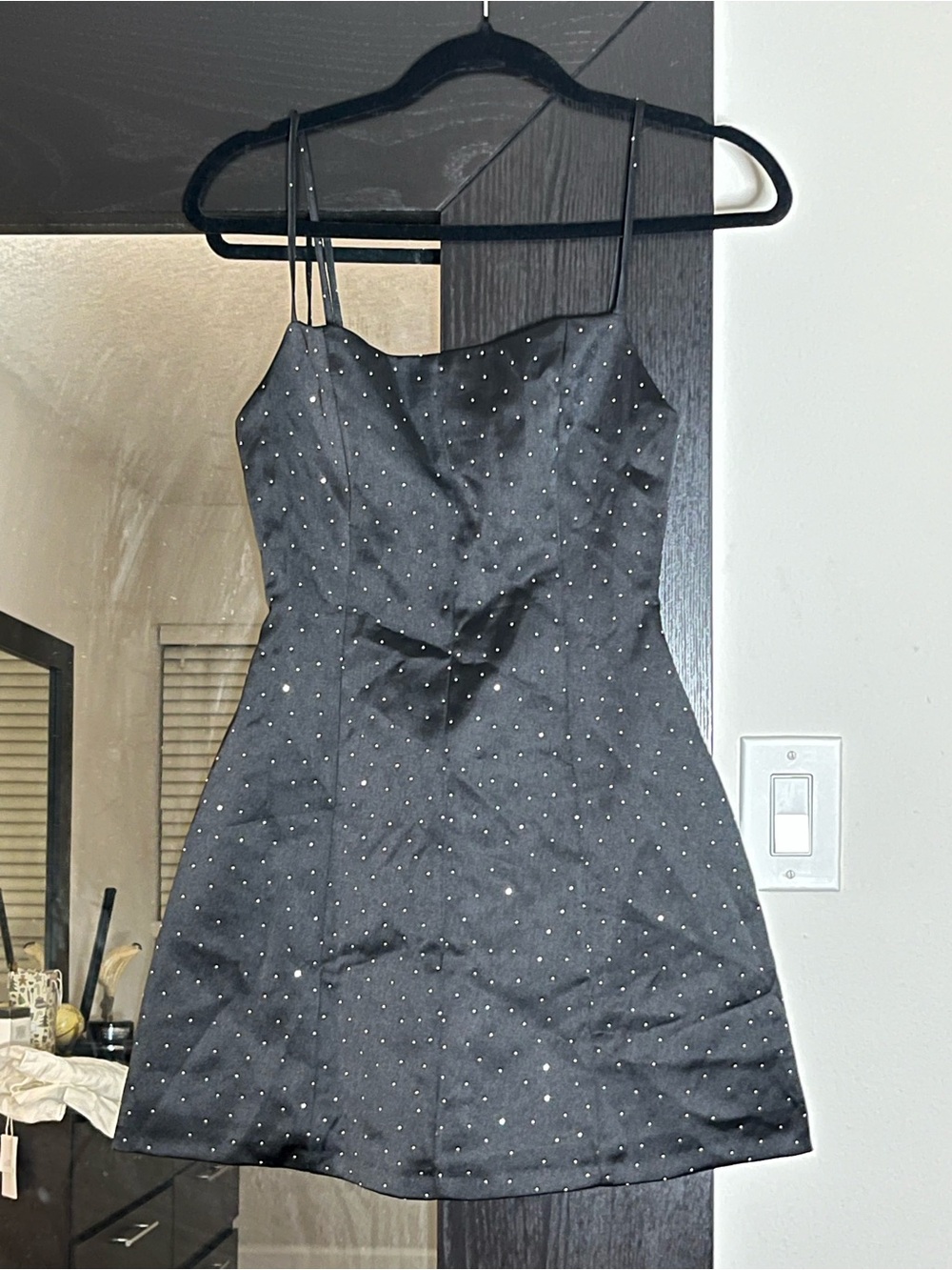 Zara Black Sparkle Slip Mini Dress